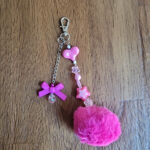 New Hot Pink Keychain Or Bag Charm